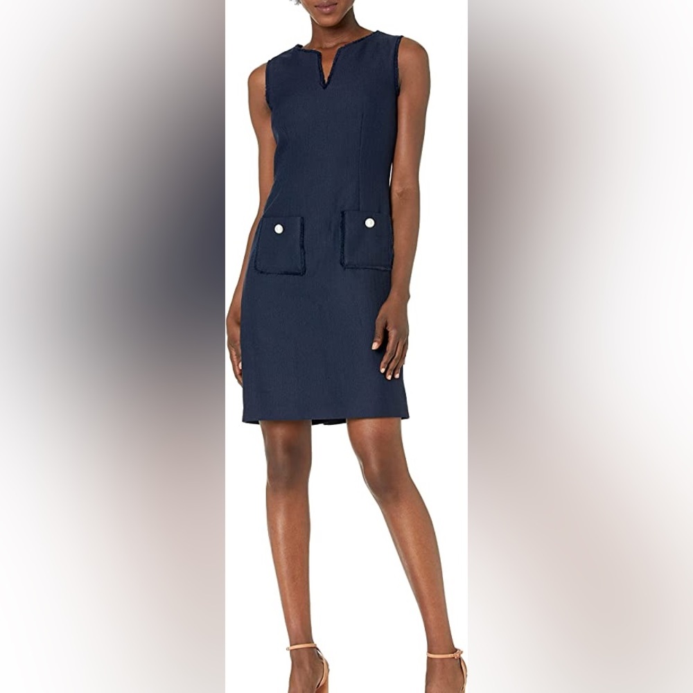 Karl Lagerfeld Paris Women's Tweed Shift Dress with Pockets